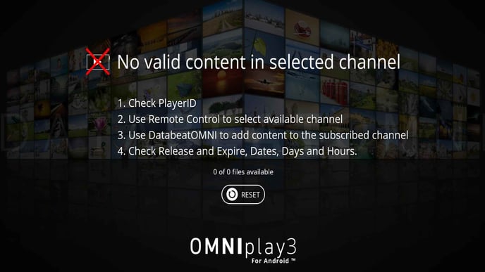 No valid content in selected channel 0 of 0 files available