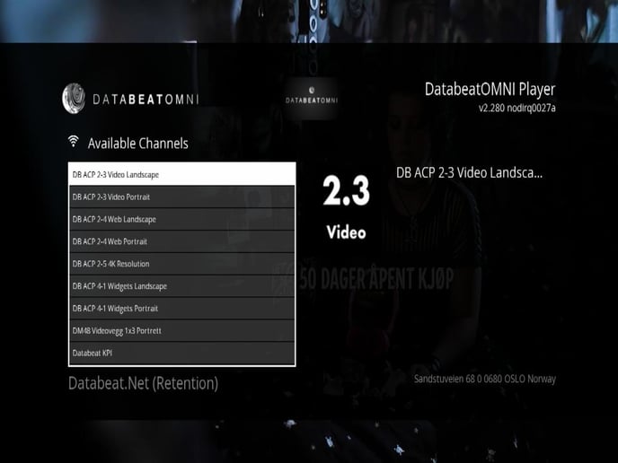 Available channels DatabeatOMNI player