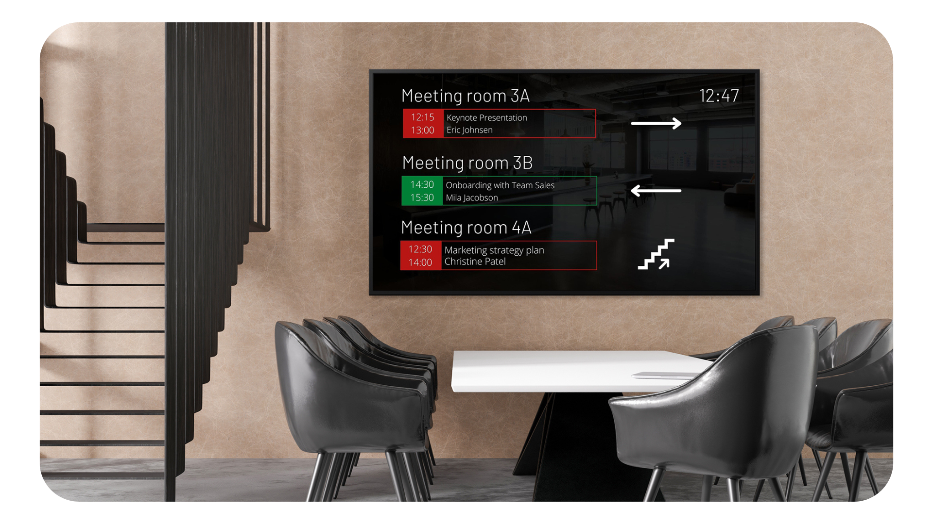 Databeat Resource Overview using a custom template to displaying meeting room status as well as way finding 