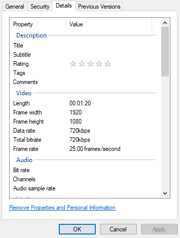 File Properites Frame Width Height