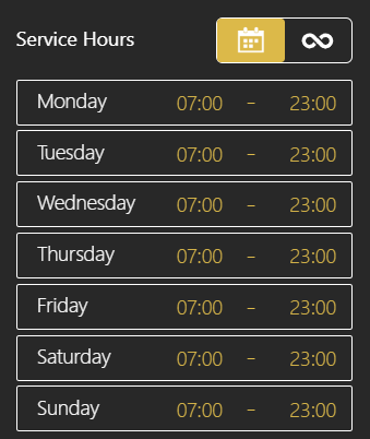 location schedule service hours databeat