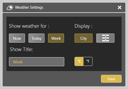 Weather Settings Widget