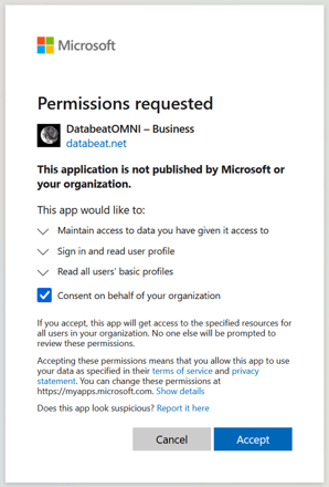 Sign up Enterprise application - Sign in permissions requested by Microsoft