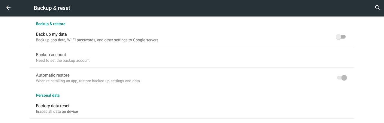 OMNIplay3 Backup & reset