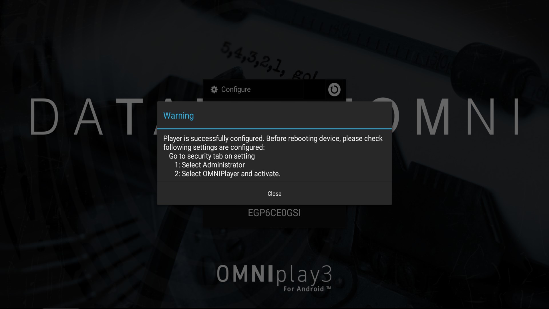 Databeat OMNIplay3 Player is successfully configured