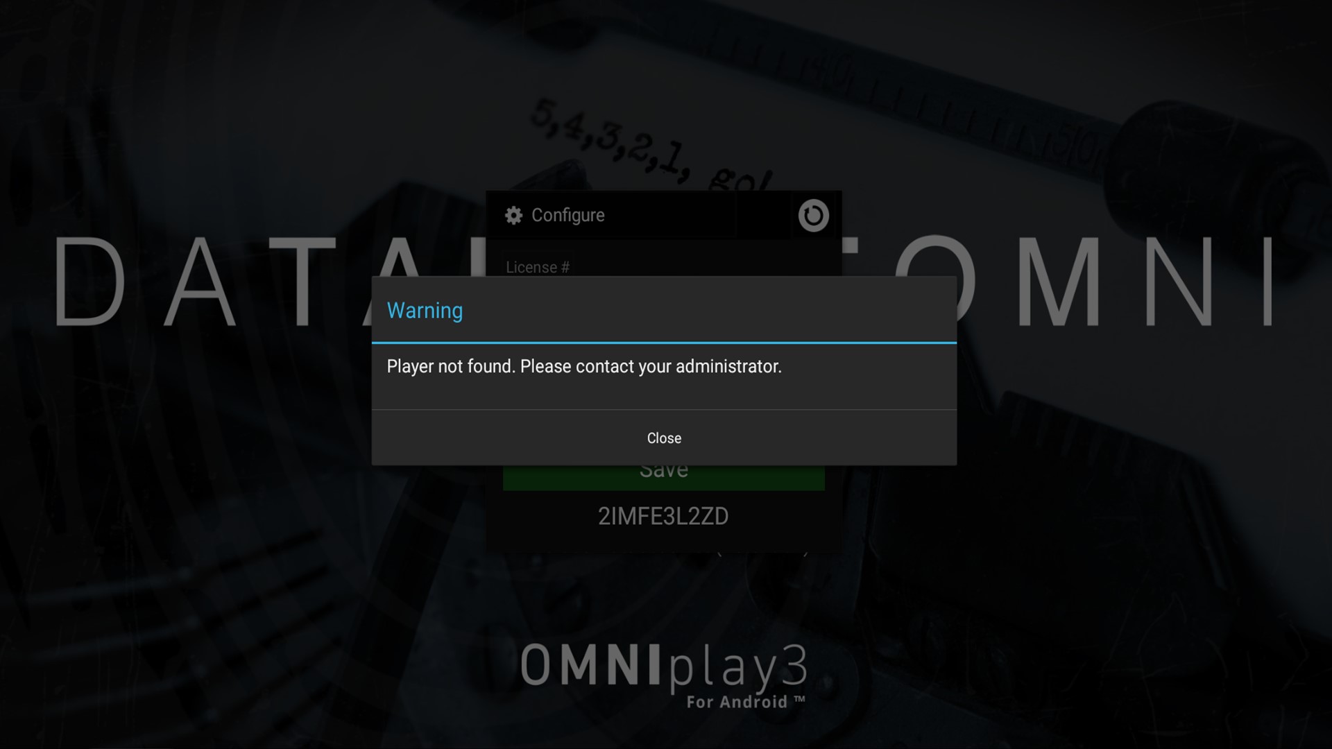 Databeat OMNIplay3 Player Not Found Lisensnøkkel PlayerID Player Name