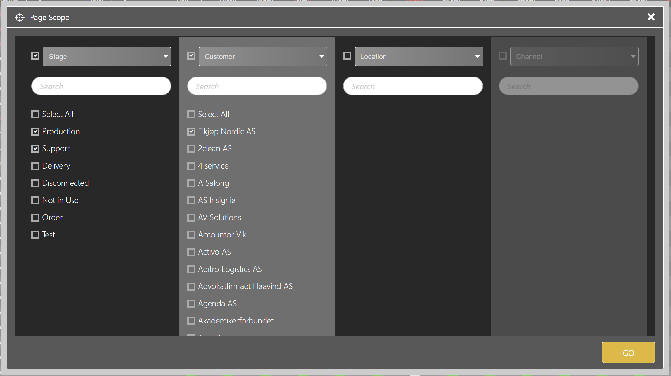 SLA select type view