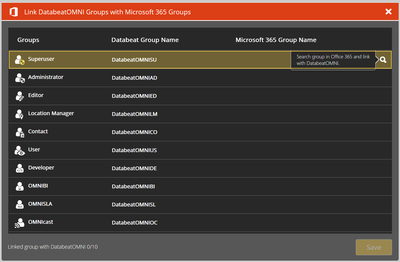 DatabeatOMNI roles you can link to Microsoft 365 groups