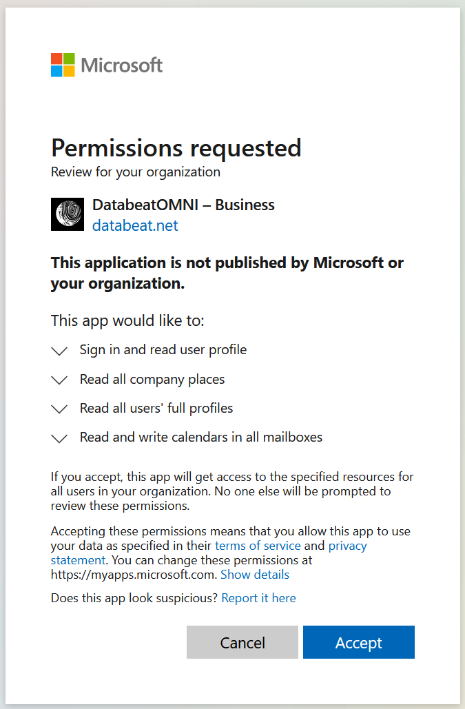 Calendar ReadWrite application permissions