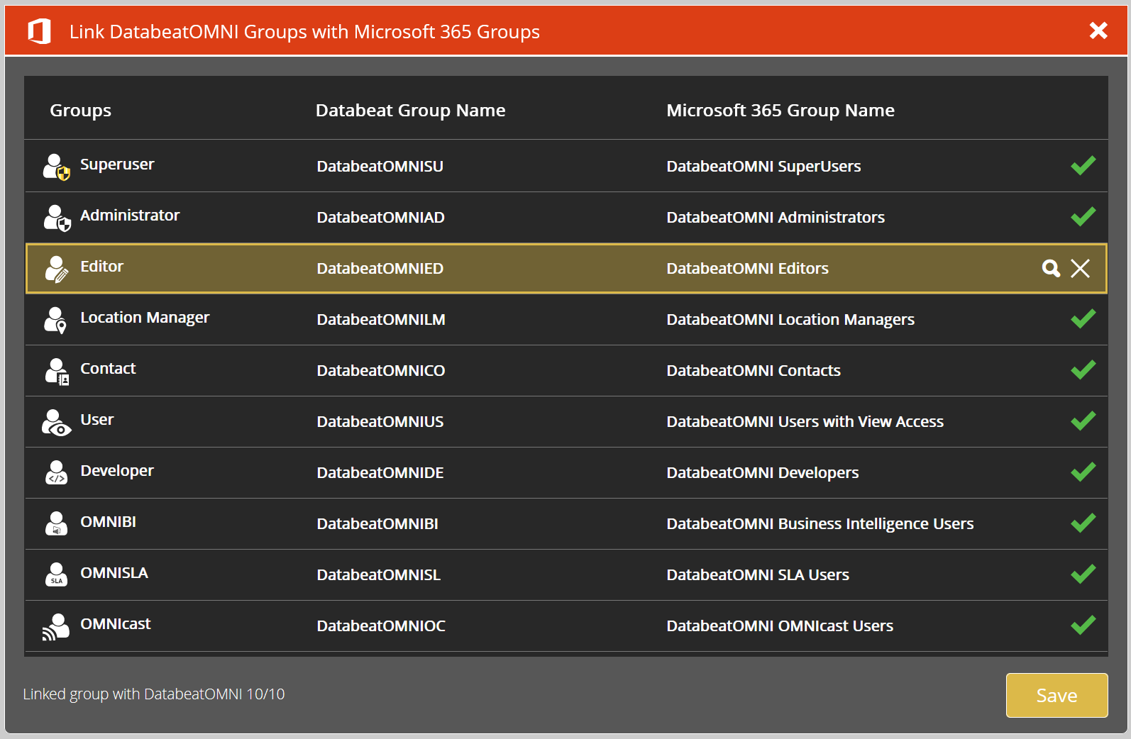 Microsoft 365 Groups linked in DatabeatOMNI successfully 